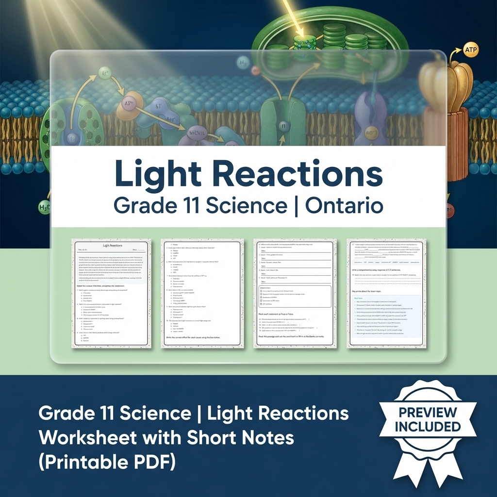 Grade 11 Science Full Year Bundle | Ontario Curriculum & Framework — included worksheet 58