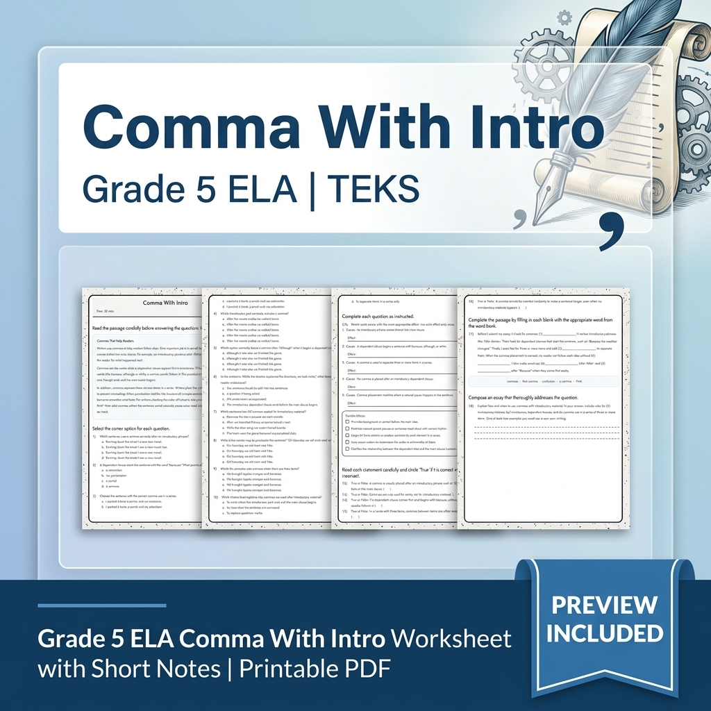 Grade 5 Language Conventions ELA Lesson Bundle TEKS Grammar Worksheets — included worksheet 8