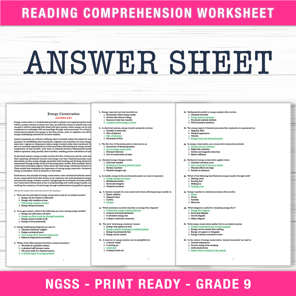 Grade 9 Science worksheet worksheet — Grade 9 Science – Energy Conservation Worksheet (PDF + Answer Key) — page 2