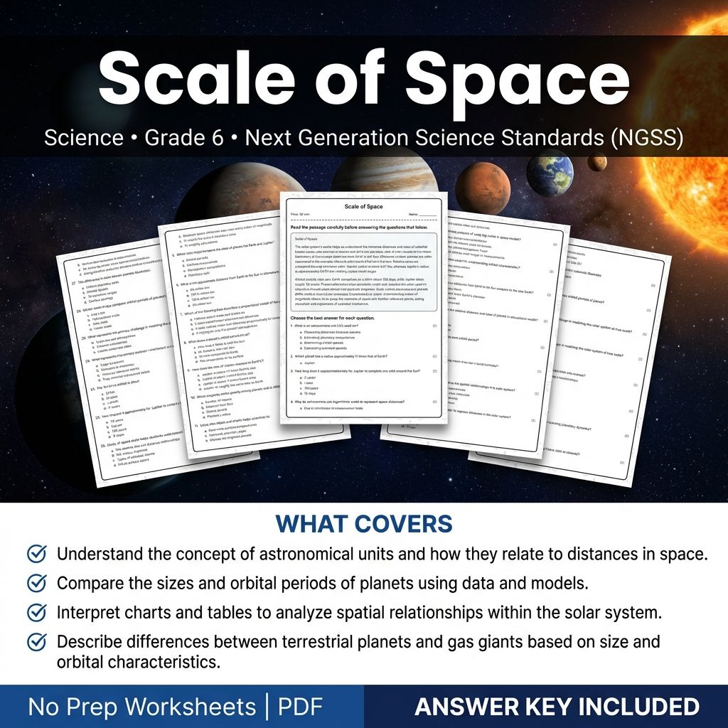 6th Grade Science Worksheet | Scale of Space Concepts & Practice (PDF & Answers)
