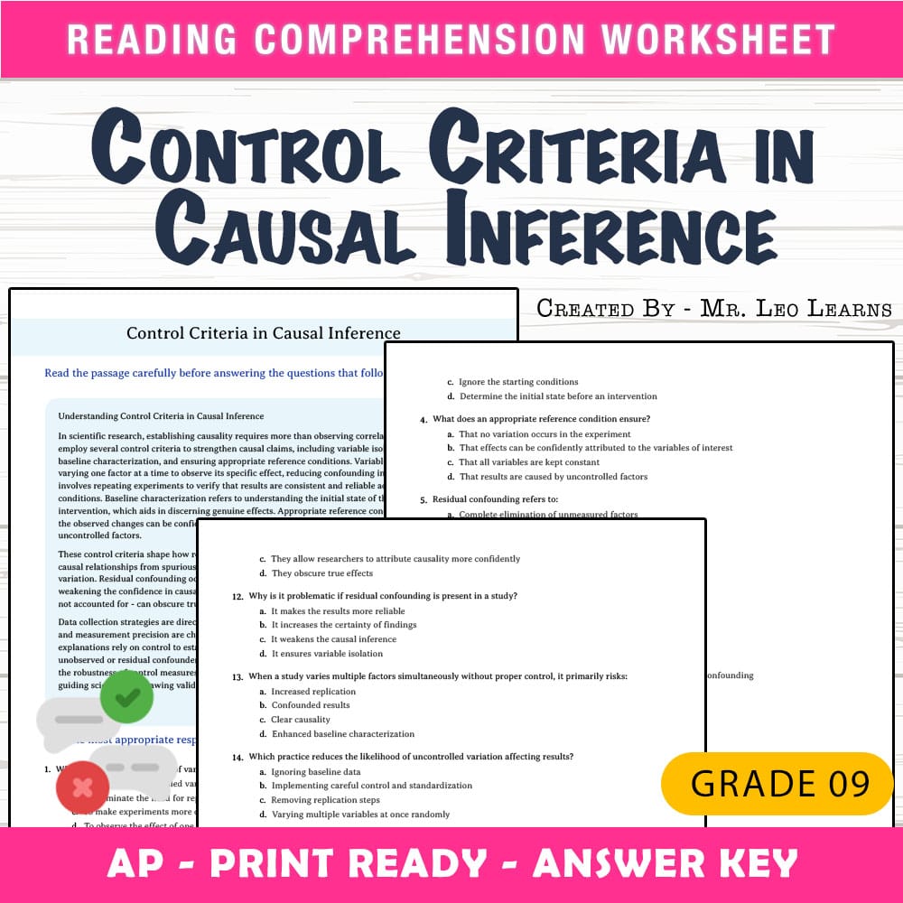 Grade 9 Science worksheet mcq paper worksheet — Grade 9 Science — Worksheet MCQ Paper for Mastering Control Criteria — page 1