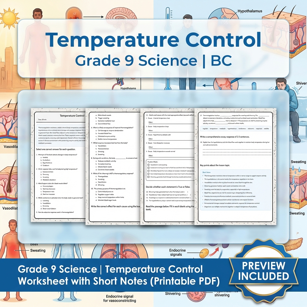 Grade 9 Science Full Year Bundle | BC Framework Students Practice — included worksheet 52