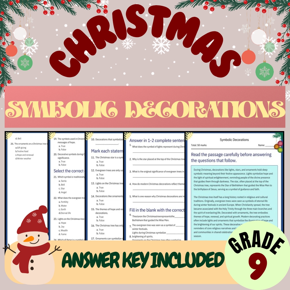 Grade 9 Seasonal Unit | Cultural Traditions & Moral Lessons Worksheet Bundle — included worksheet 5