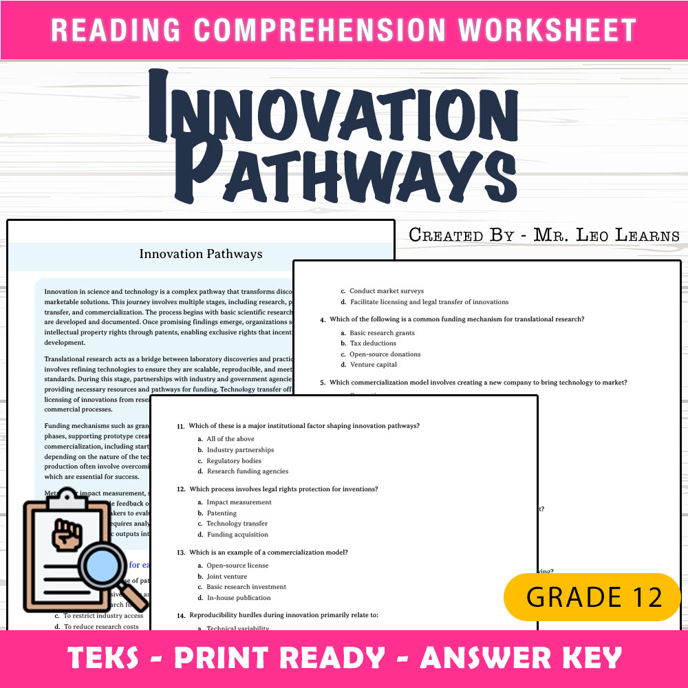 Grade 12 Science worksheet mcq paper worksheet — Grade 12 Science – Innovation Pathways MCQ Worksheet for Mastery — page 1