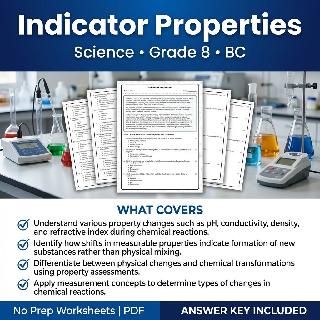 Grade 8 Science Worksheet | Indicator Properties Practice PDF & Answer Key