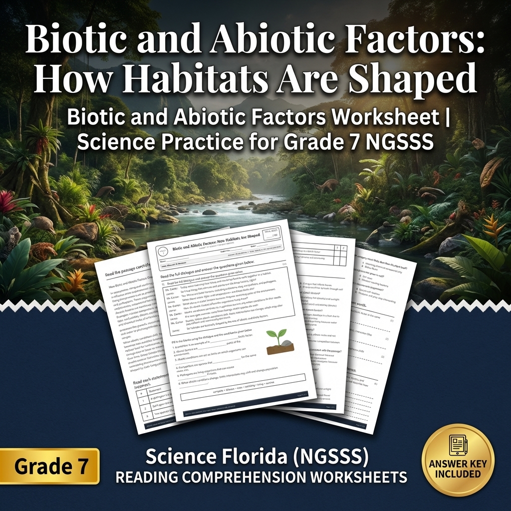 Grade 7 Evidence-Based Inquiry Science Full-Year Bundle: Florida NGSSS — included worksheet 39
