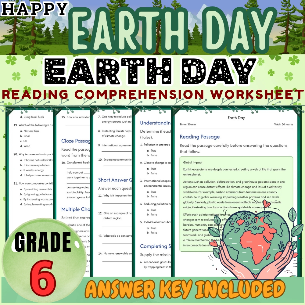 Grade 6 |Earth Day Worksheet for Understanding Seasonal Impact |PDF + Answer Key