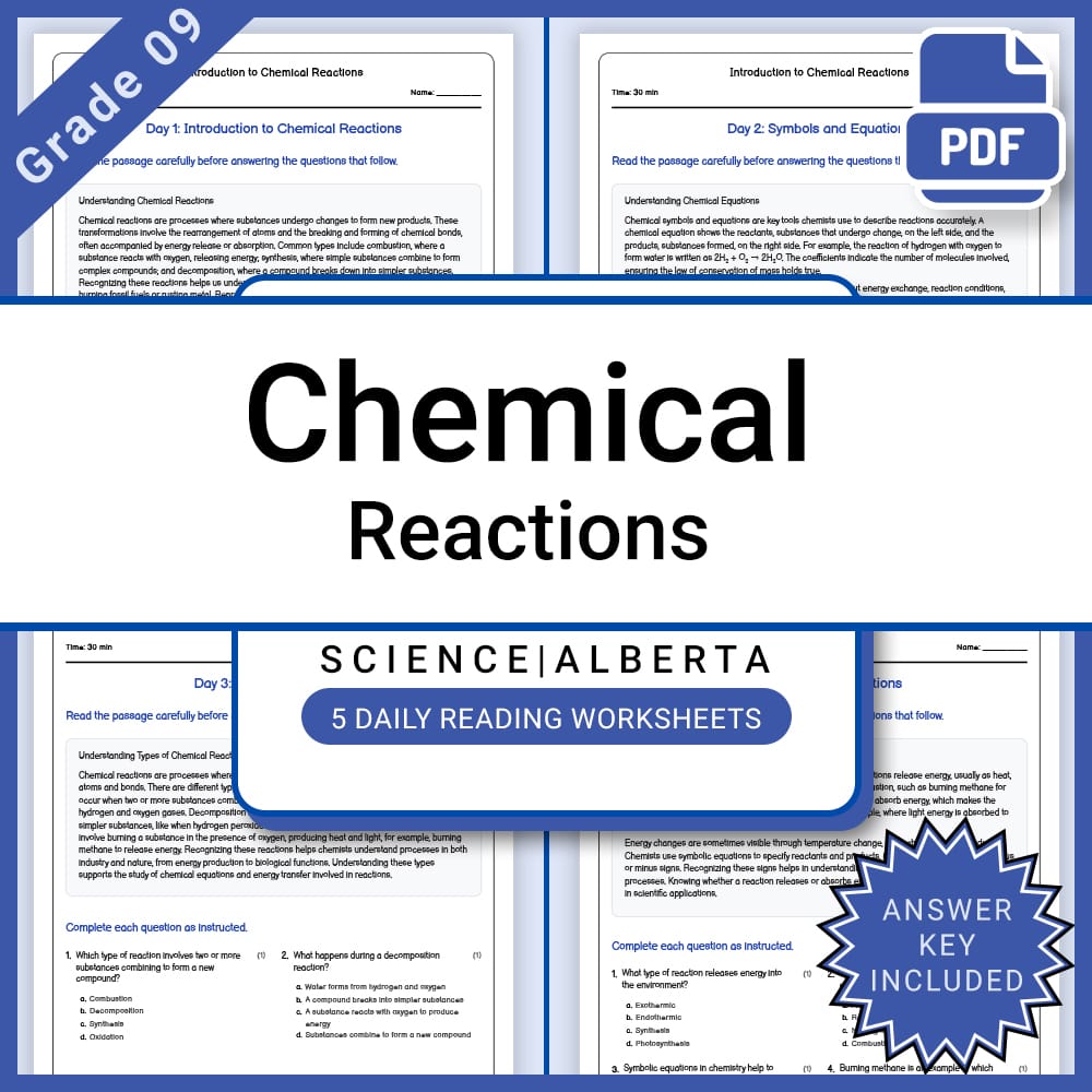 Grade 9 Science Lesson Bundle | Alberta Framework — included worksheet 13