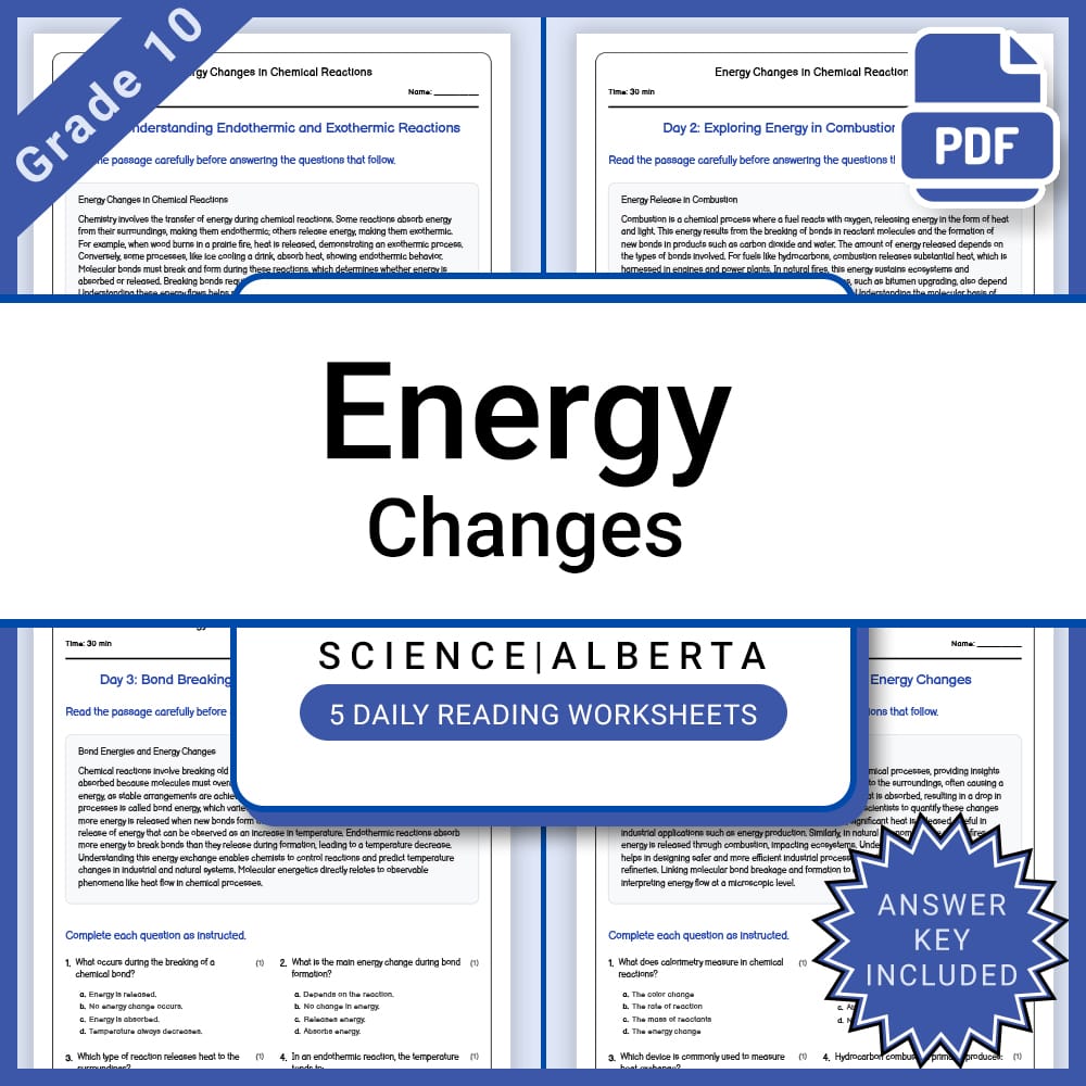 Grade 10 Science Full Year Bundle | Energy, Electricity, and Alberta Curriculum — included worksheet 58