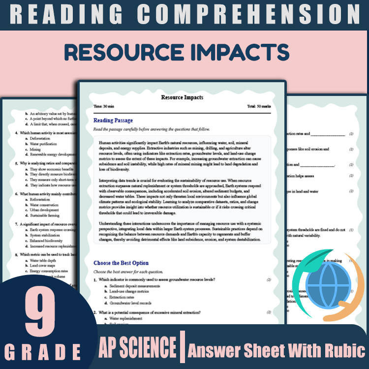 Grade 9 Science reading worksheets worksheet — 9th Grade Science Reading Worksheets | Resource Impacts & Earth System Mast…