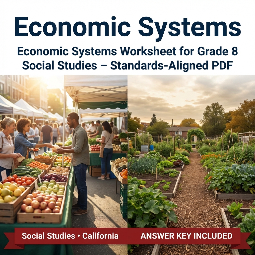 Economic Systems Worksheet for Grade 8 Social Studies – Standards-Aligned PDF