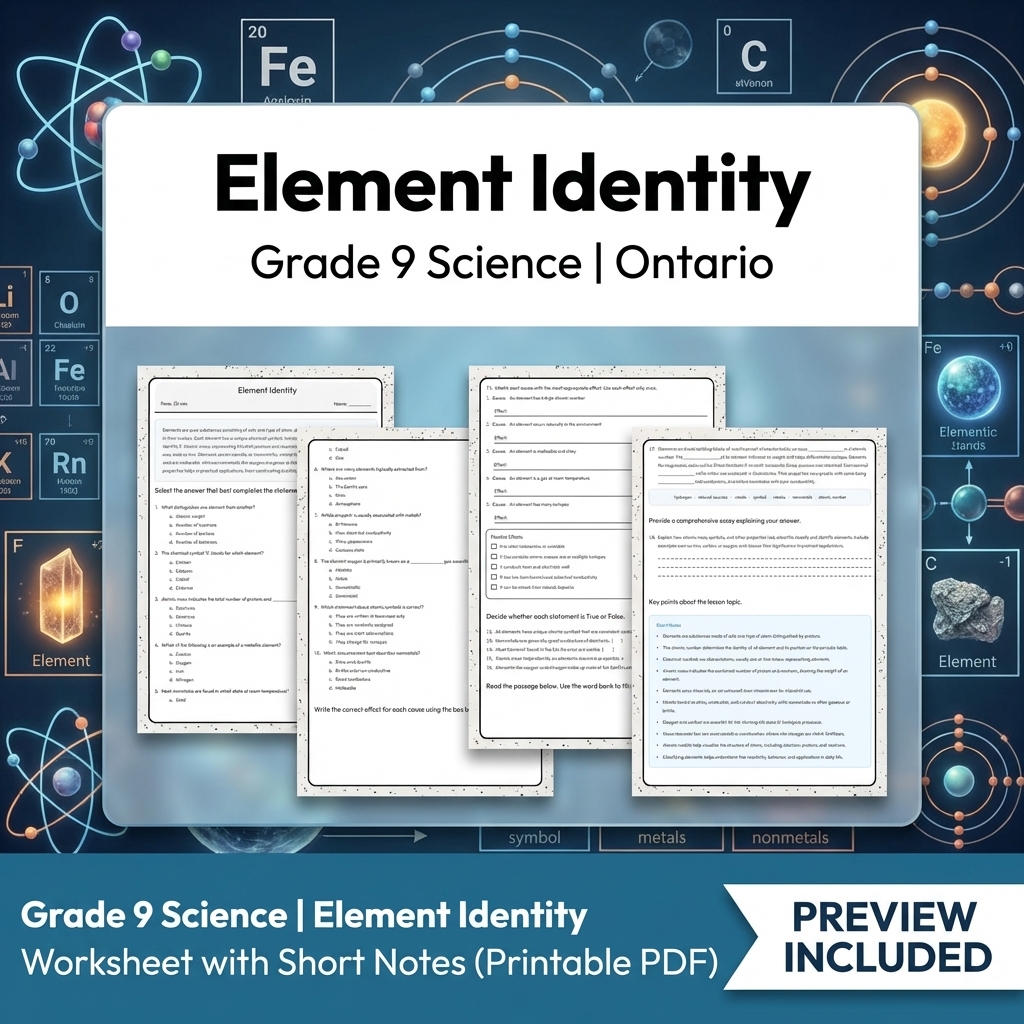 Grade 9 Science Lesson Group Bundle | Ontario Curriculum Worksheets — included worksheet 15