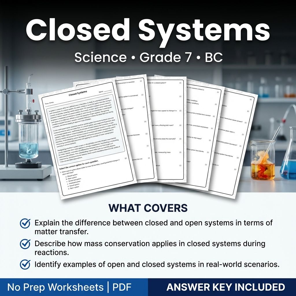 Grade 7 Science | Closed Systems Worksheet & Answer Key (Print-Friendly PDF)