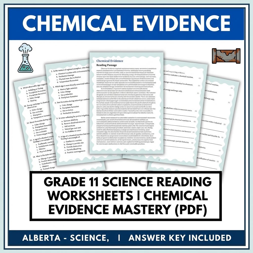 Grade 11 Science reading worksheets — Grade 11 Science Reading Worksheets | Chemical Evidence Mastery (PDF)