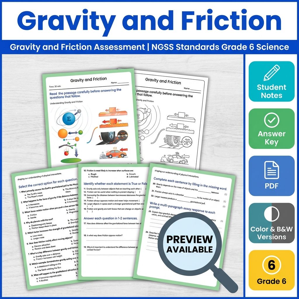 Grade 6 Science Full Year Bundle | NGSS Assessment Resources (Printable) — included worksheet 46