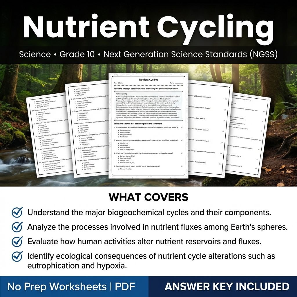 Grade 10 Science Worksheets Bundle | Environmental, Physics & Biology Topics — included worksheet 61