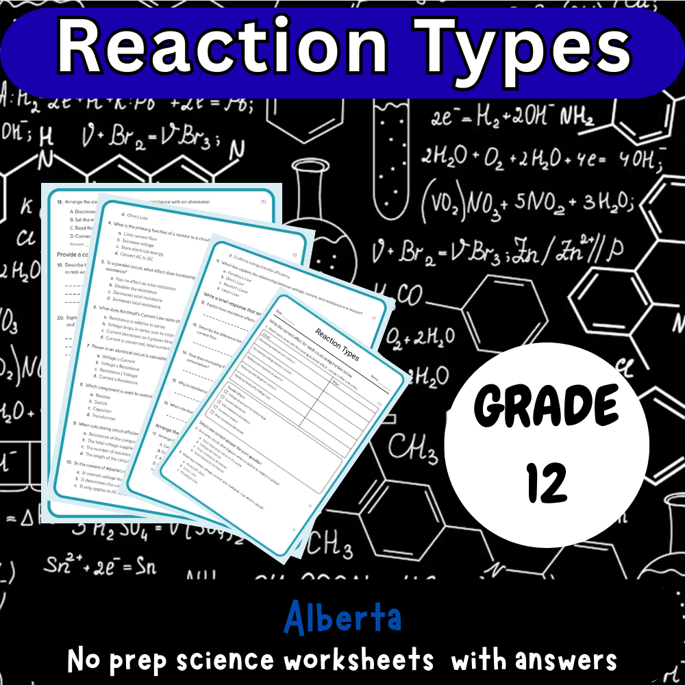 Grade 12 Science – Reaction Types Worksheet (PDF) | Alberta Standards