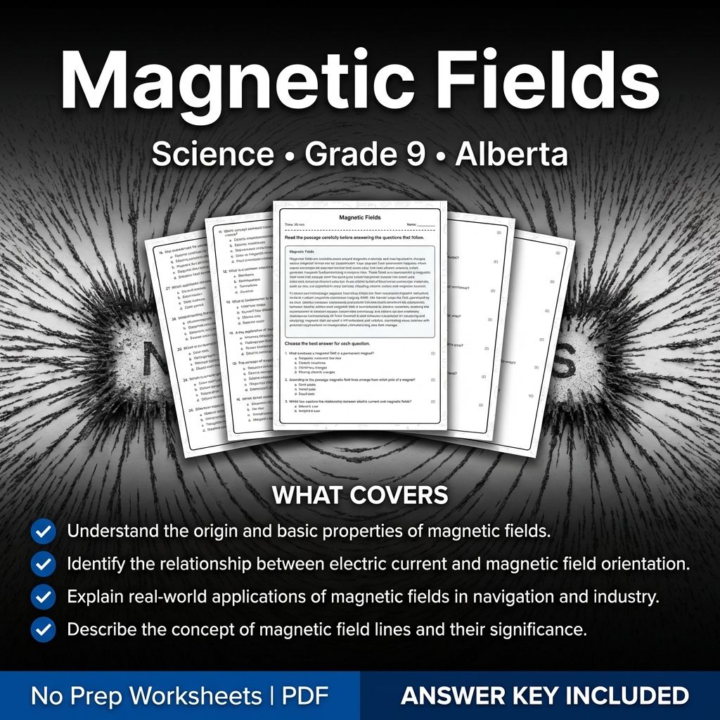 Magnetic Fields Worksheet for Grade 9 Science | Alberta Standards Practice