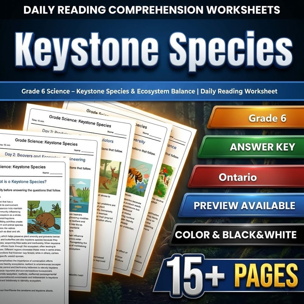 Grade 6 Science Full Year Bundle – Ontario Daily Reading Worksheets — included worksheet 54