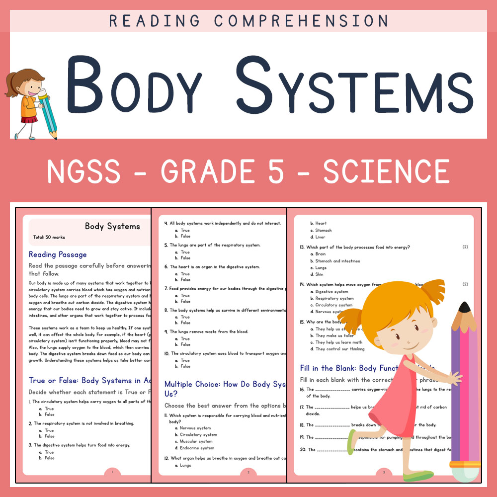 Grade 5 Science worksheets for primary grades worksheet — Grade 5 Science | Body Systems Worksheet ( PDF ) | NGSS Aligned…