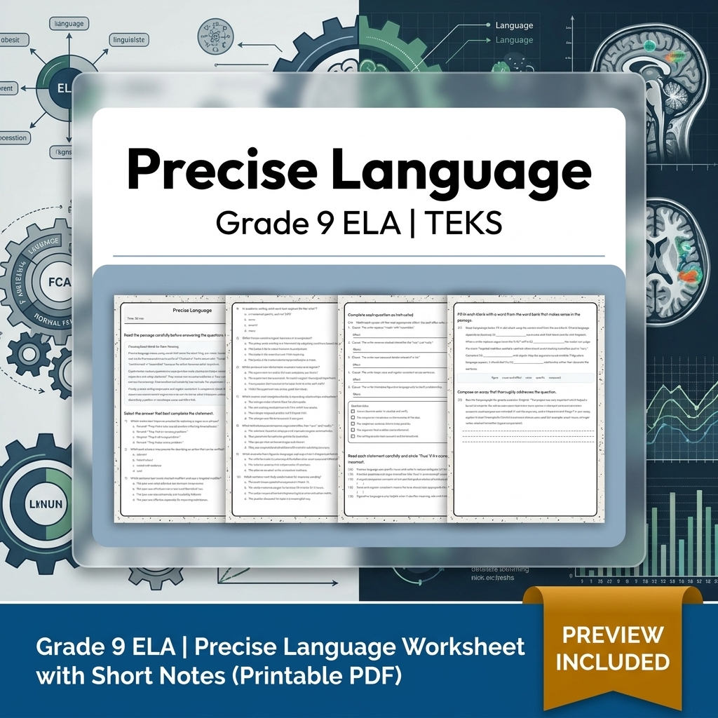 Grade 9 Language Conventions ELA Lesson Bundle | TEKS Verb & Agreement — included worksheet 9