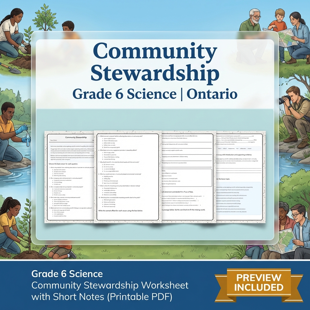 Grade 6 Science Lesson Bundle | Ontario Framework & Inquiry Skills — included worksheet 7