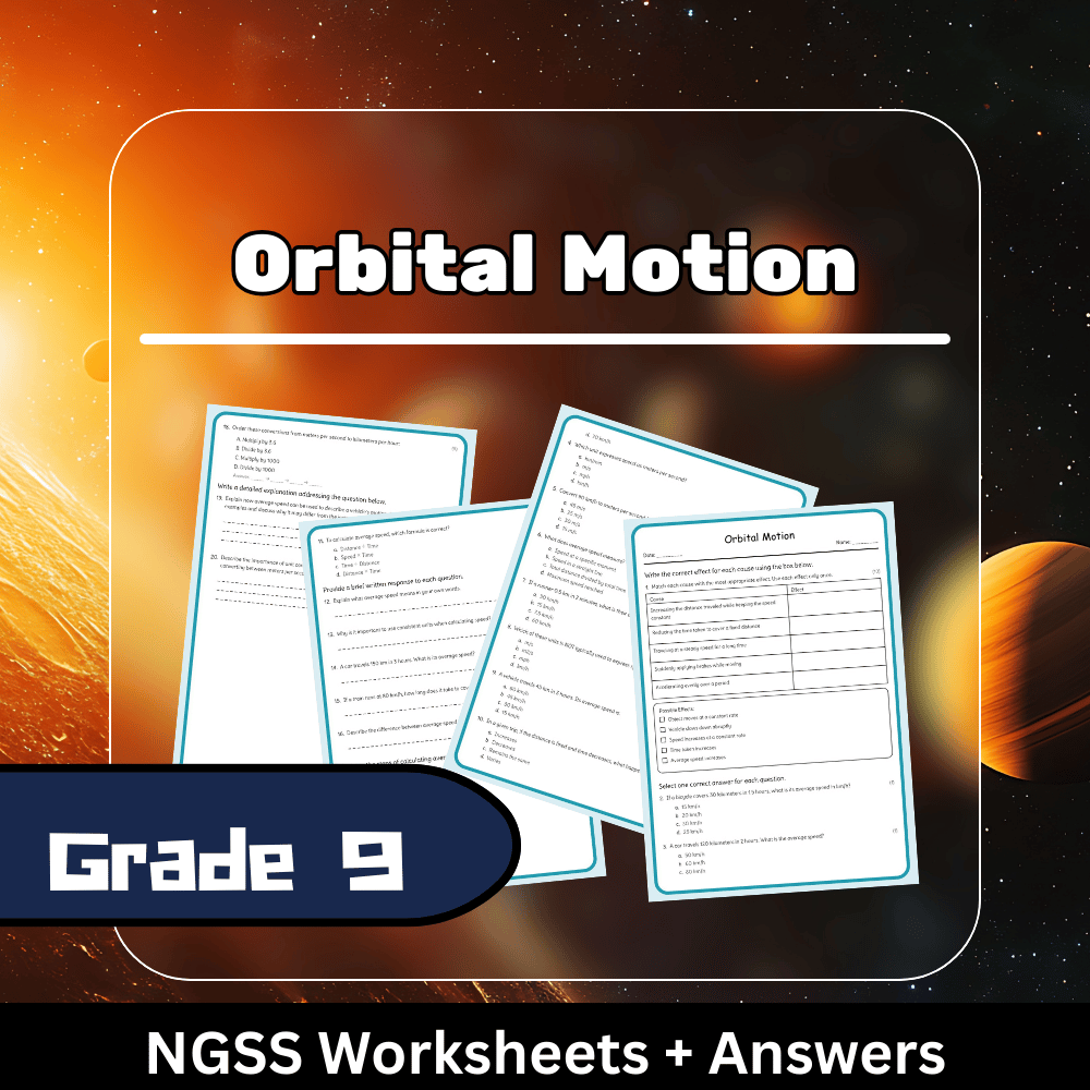 Grade 9 Science | Orbital Motion Worksheet with Answer Key (NGSS-Aligned PDF)