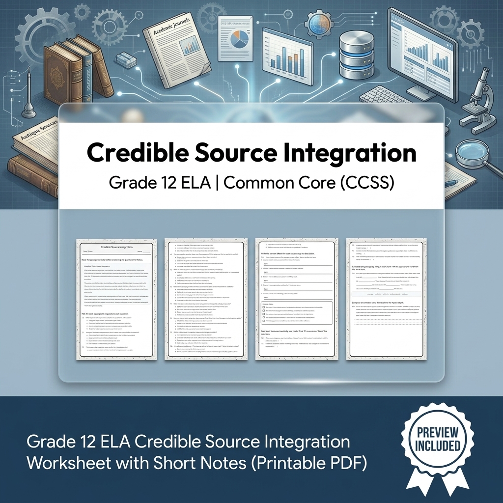 Grade 12 ELA Evidence-Based Reading & Writing Full-Year Bundle (CCSS) — included worksheet 38