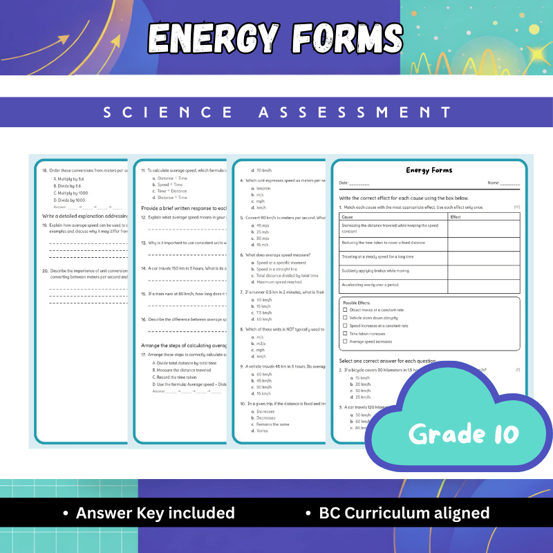 Grade 10 Science science 1 worksheet — Grade 10 Science | Energy Forms Worksheet (Answer Key) – BC Standards
