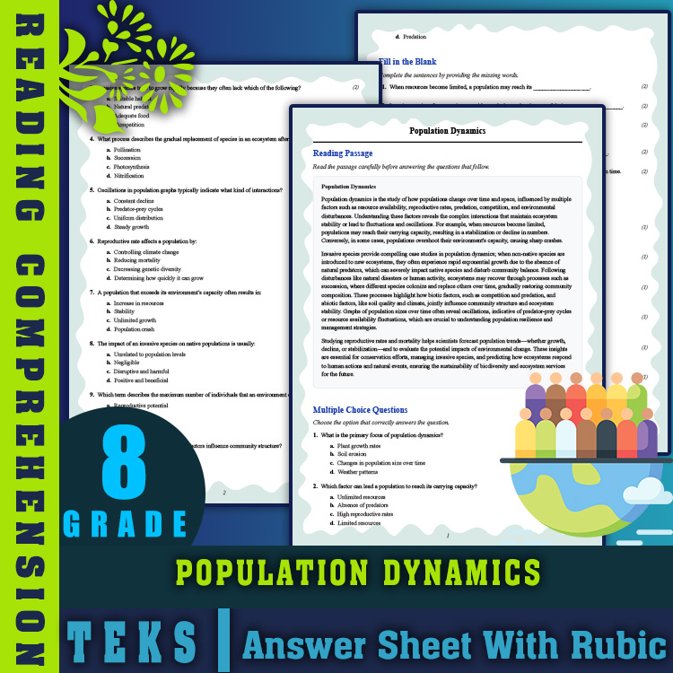 Grade 8 Science reading worksheets worksheet — Grade 8 Science | Population Dynamics Reading Worksheet & Answer Key (PDF)…