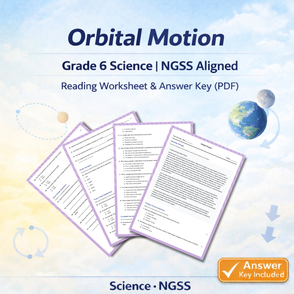 Grade 6 Science Unit Bundle | Space, Motion & Earth Cycles NGSS Worksheets — included worksheet 4
