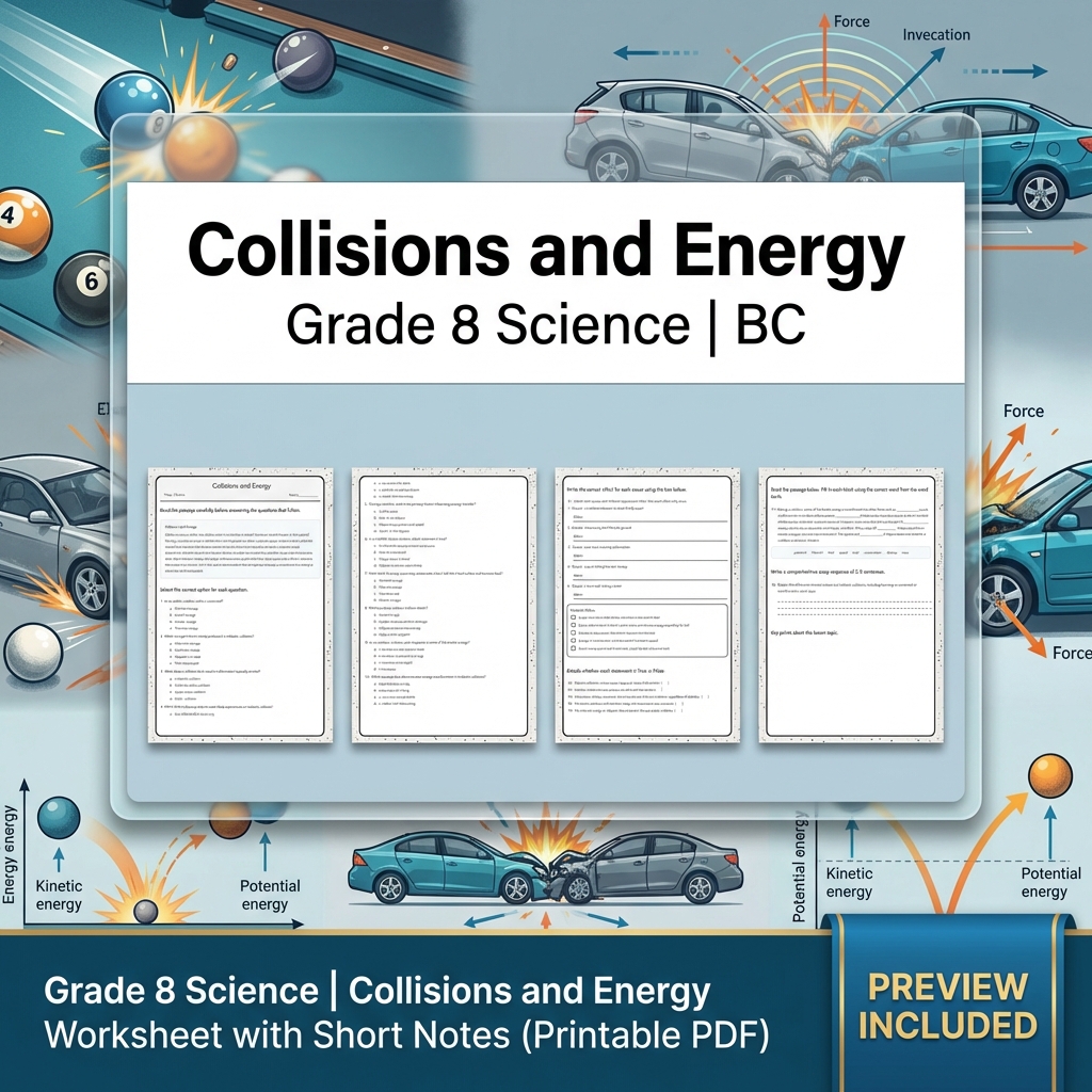Grade 8 Science Lesson Bundle | BC Framework & Key Concepts Worksheet Pack — included worksheet 13