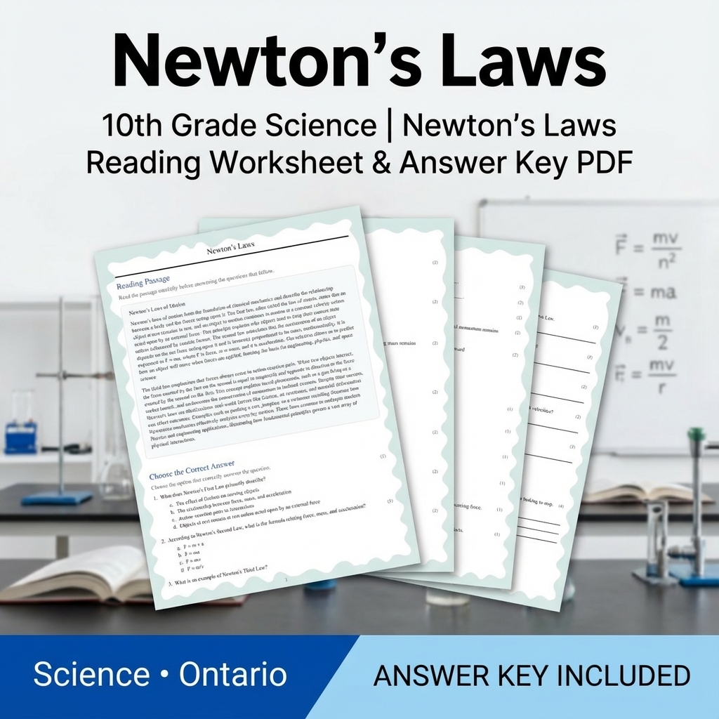 Grade 10 Science Unit Bundle – Motion, Forces & Mechanics (Answer Keys Included) — included worksheet 12