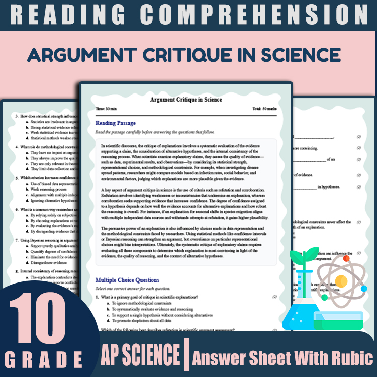 Grade 10 Science reading worksheets worksheet — Grade 10 Science | Argument Critique in Science Reading Worksheet & Answer…