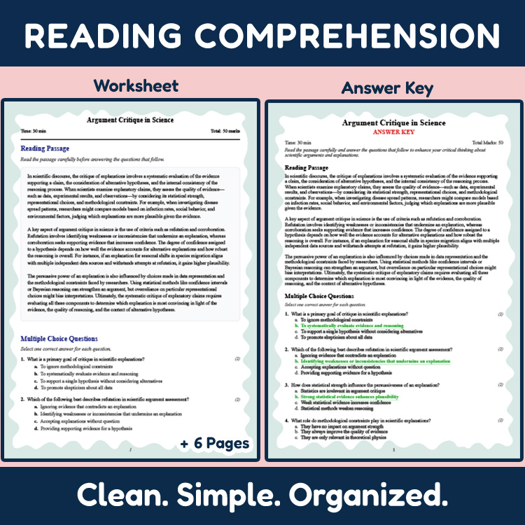 Grade 10 Science reading worksheets worksheet — Grade 10 Science | Argument Critique in Science Reading Worksheet & Answer…