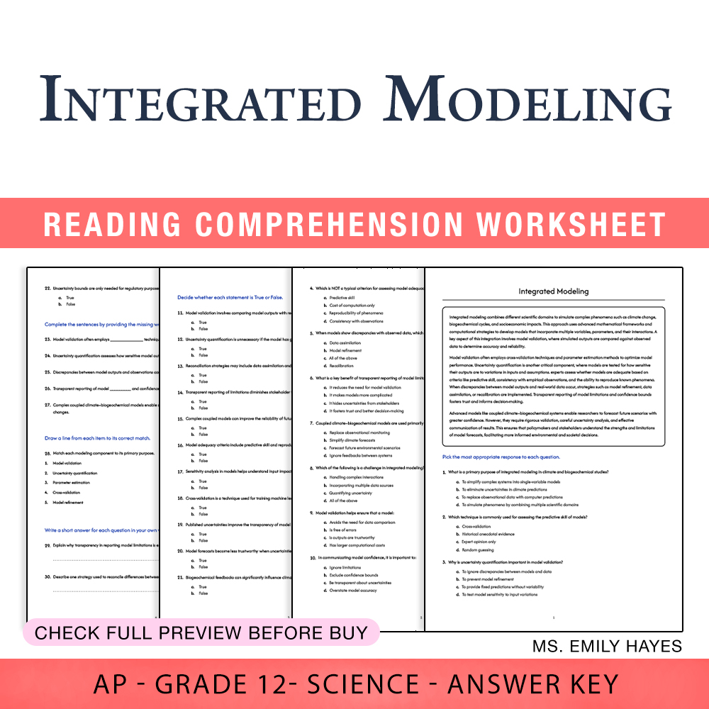 Grade 12 Science worksheet assessment worksheet — 12th Grade Science | Integrated Modeling Assessment Worksheet (PDF+ Answ…