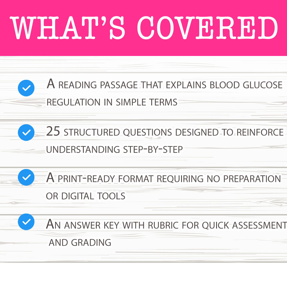 Grade 10 Science worksheet worksheet — Grade 10 Science – Blood Glucose Regulation Worksheet for Mastery — page 2