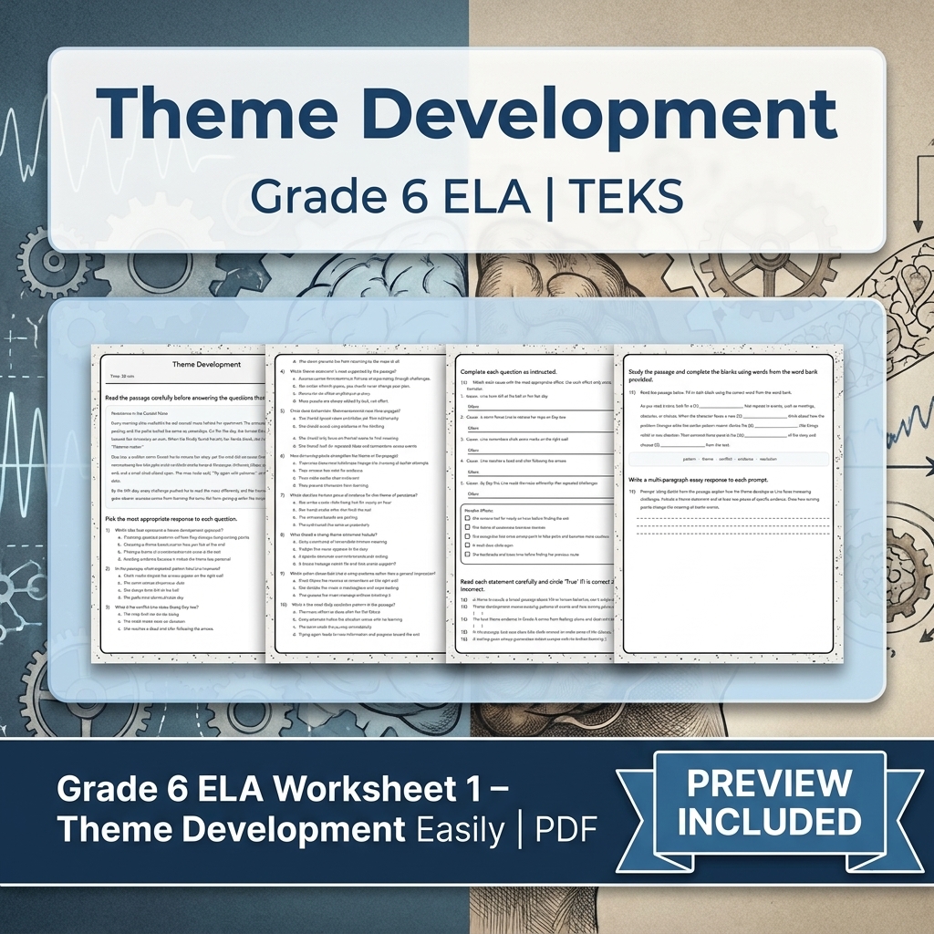 Grade 6 Evidence-Based Text Analysis ELA Full-Year Bundle (TEKS) Worksheets — included worksheet 27