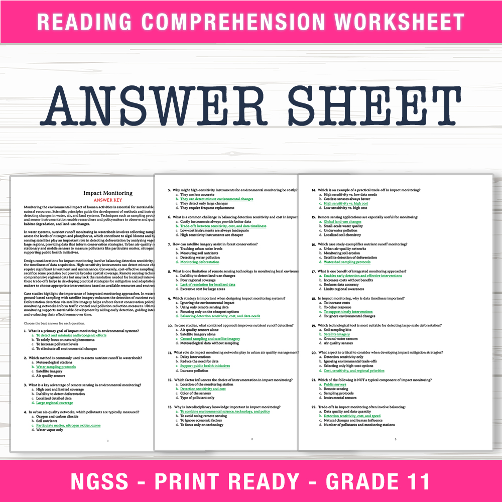 Grade 11 Science worksheet worksheet — Grade 11 Science Impact Monitoring Worksheet (PDF + Answer Key) — page 2