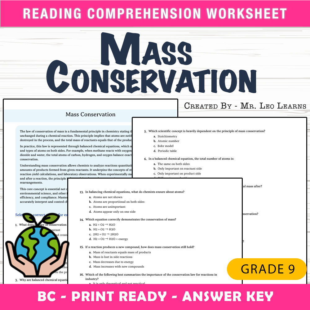 Grade 9 Science worksheet mcq paper worksheet — Grade 9 Science — Worksheet MCQ Paper for Mastering Mass Conservation — pa…
