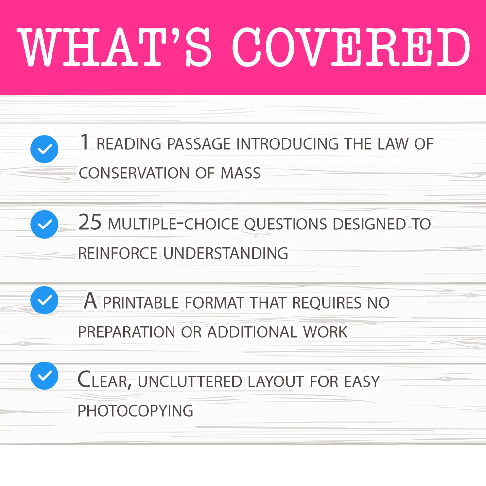 Grade 9 Science worksheet mcq paper worksheet — Grade 9 Science — Worksheet MCQ Paper for Mastering Mass Conservation — pa…