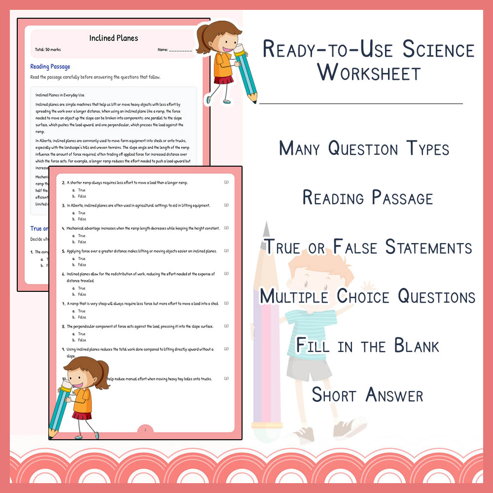 Grade 7 Science worksheet elena worksheet — Grade 7 Science | Inclined Planes Worksheet Elena | Alberta Standard — page 2
