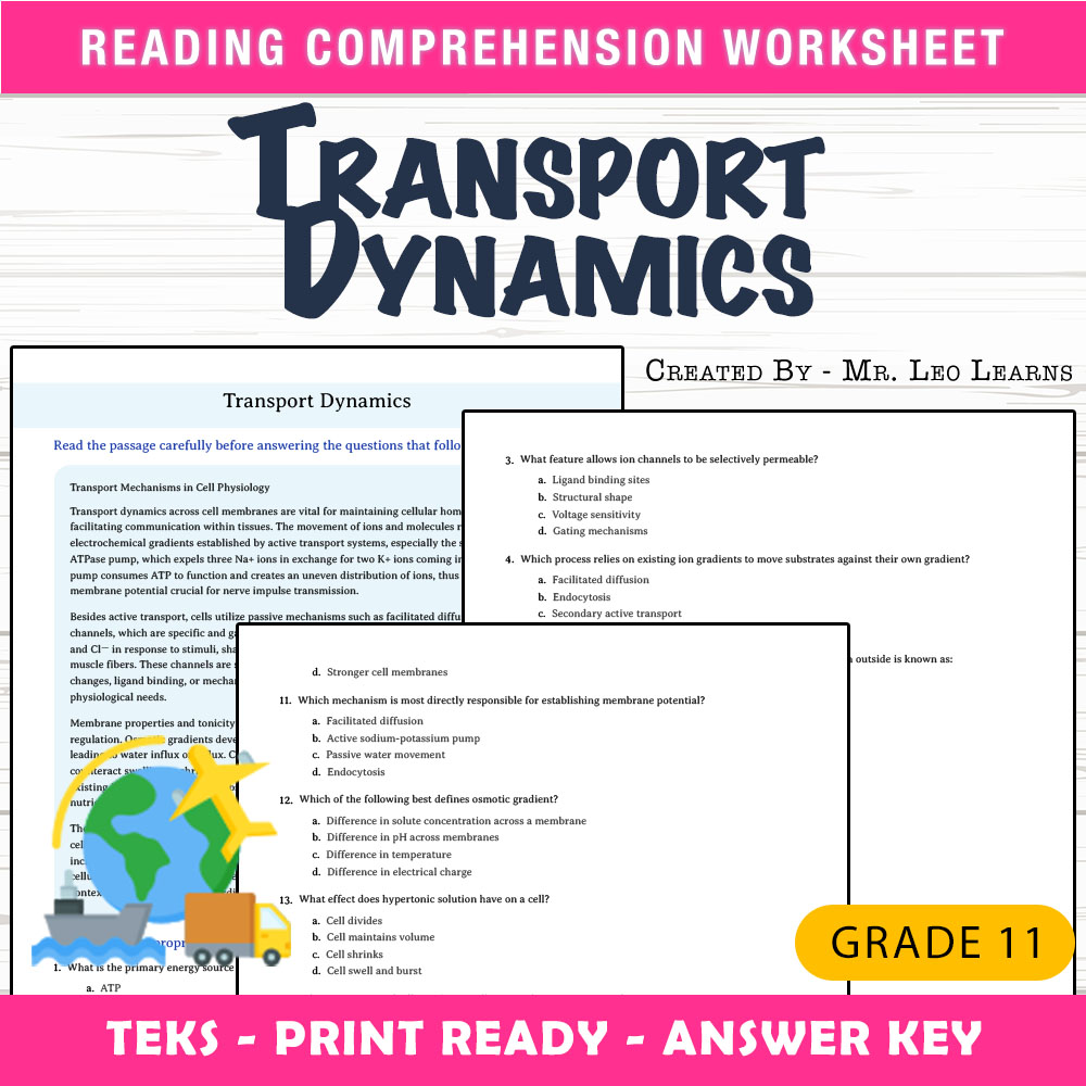 Grade 11 Science worksheet worksheet — Grade 11 Science – Transport Dynamics Worksheet for Mastery — page 1