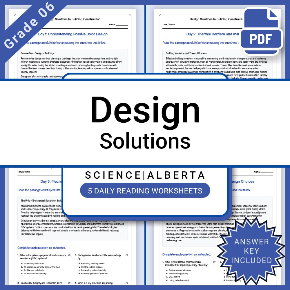 Grade 7 Science Lesson Bundle | Thermal Energy and Systems Alberta Framework — included worksheet 14