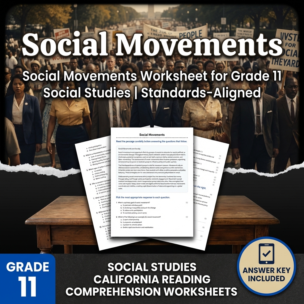 Social Movements Worksheet for Grade 11 Social Studies | Standards-Aligned