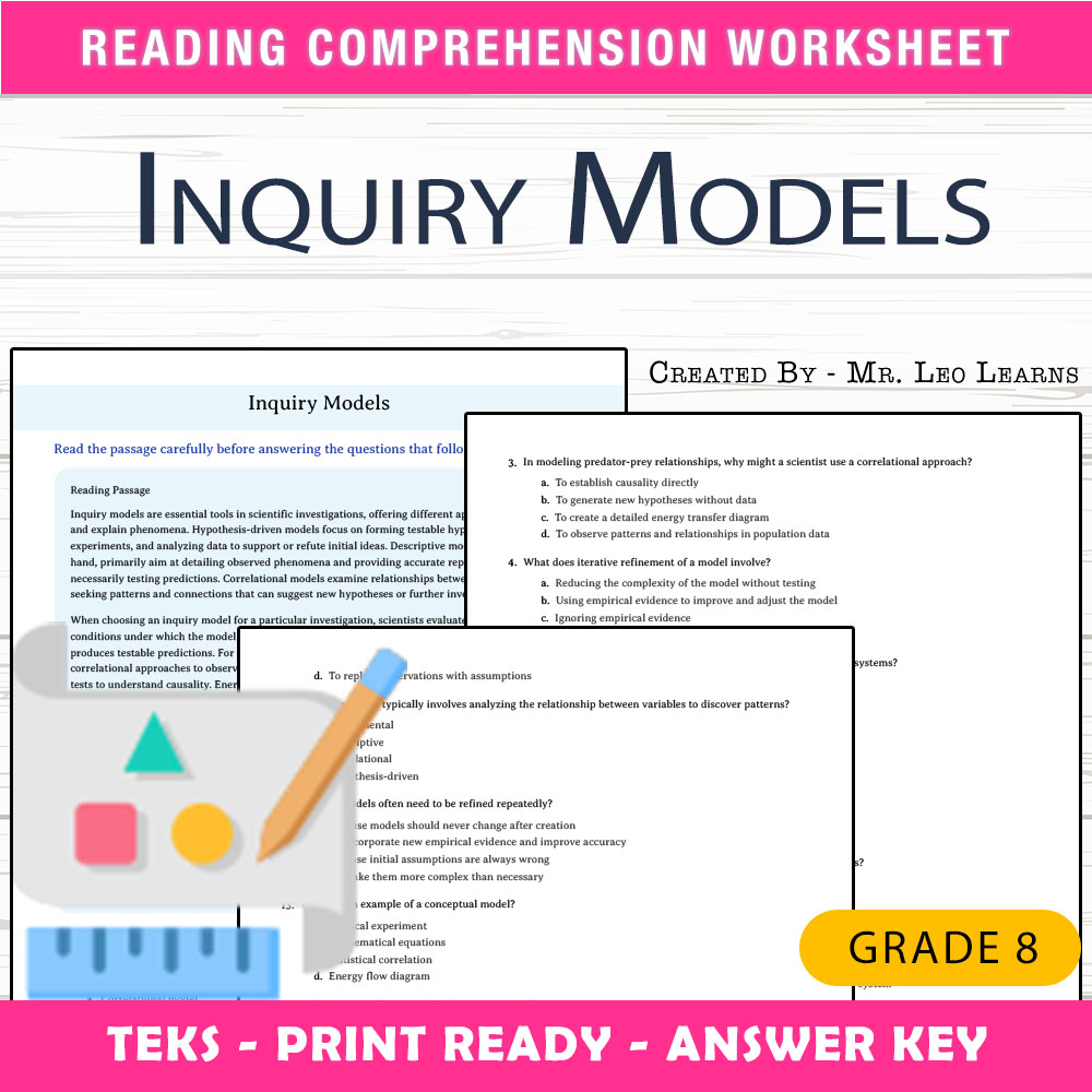 Grade 8 Science worksheet worksheet — Grade 8 Science – Inquiry Models Worksheet for Mastering Scientific Investigation —…
