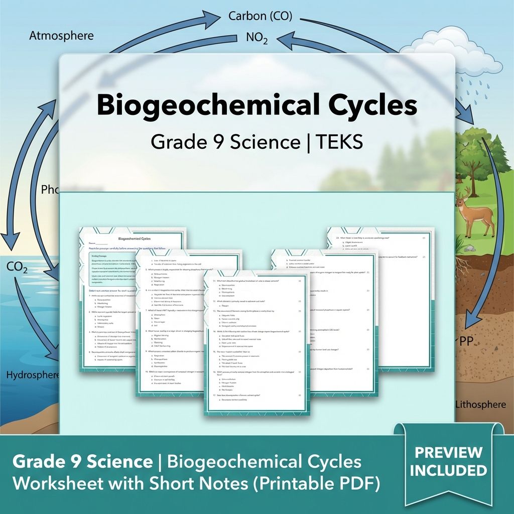 Grade 9 Science Worksheet Bundle: Cell Biology, Genetics & Ecology (Collection) — included worksheet 51