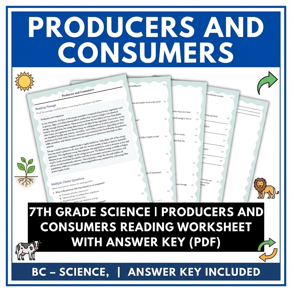 7th Grade Science | Producers and Consumers Worksheet with Answer Key (PDF)