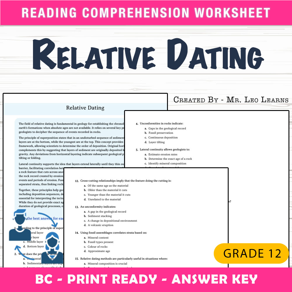 Grade 12 Science worksheet mcq paper worksheet — Grade 12 Science — Worksheet MCQ Paper for Mastering Relative Dating — pa…