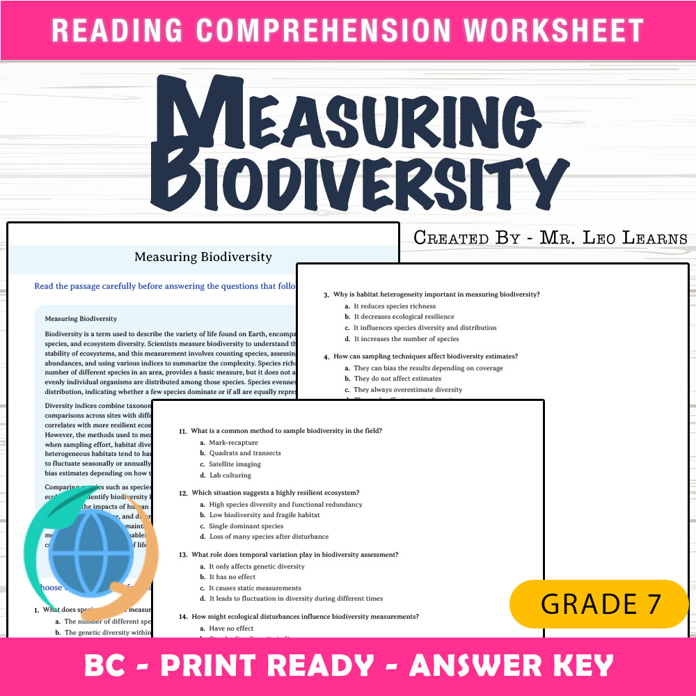 Grade 8 Science worksheet mcq paper worksheet — Grade 8 Science — Worksheet MCQ Paper for Mastering Measuring Biodiversity…